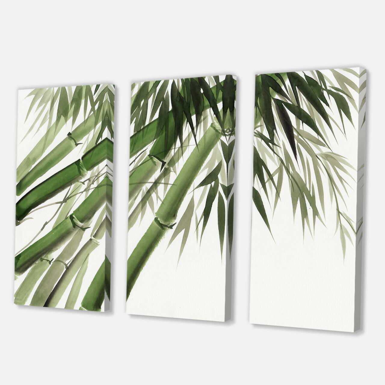 Designart - Vintage Dark Green Bamboo - Traditional Canvas Wall Art Print